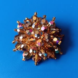 Elegant Gold Crystal Brooch